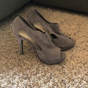 Gray suede heels